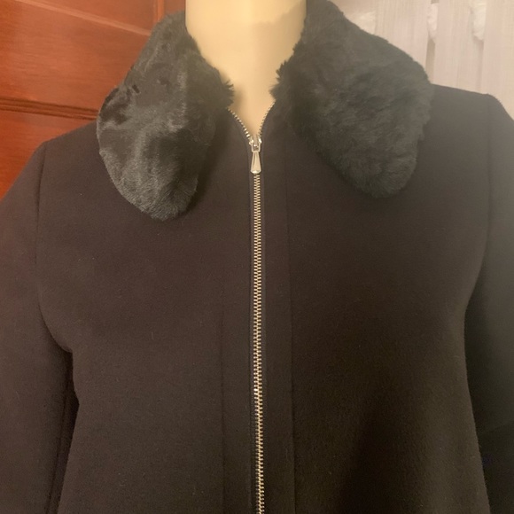 Primark Black Pea coat with faux fur collar, size 6 - Picture 2 of 5